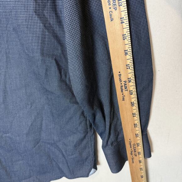 Banana Republic Shirt Men L Blue Small Dot Grant Fit Long Sleeve Button-Up - Picture 10 of 11
